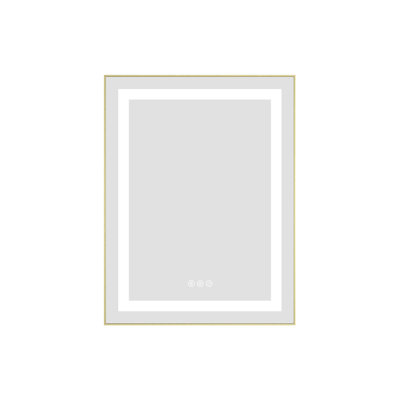 24" x 28" LED Bathroom Mirror with Front and Backlight, Brushed Gold Finish, Wall Mounted Vanity Mirror with 3 Color Temperatures