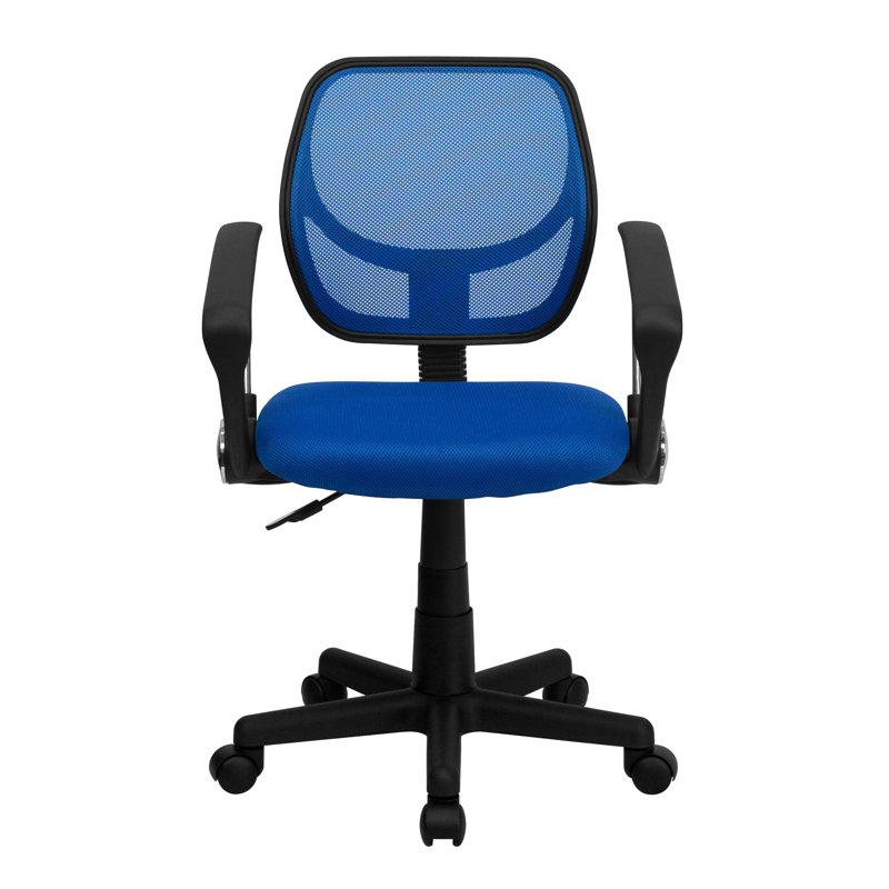 Low Back Mesh Swivel Task Office Chair with Curved Square Back, Blue, Included
