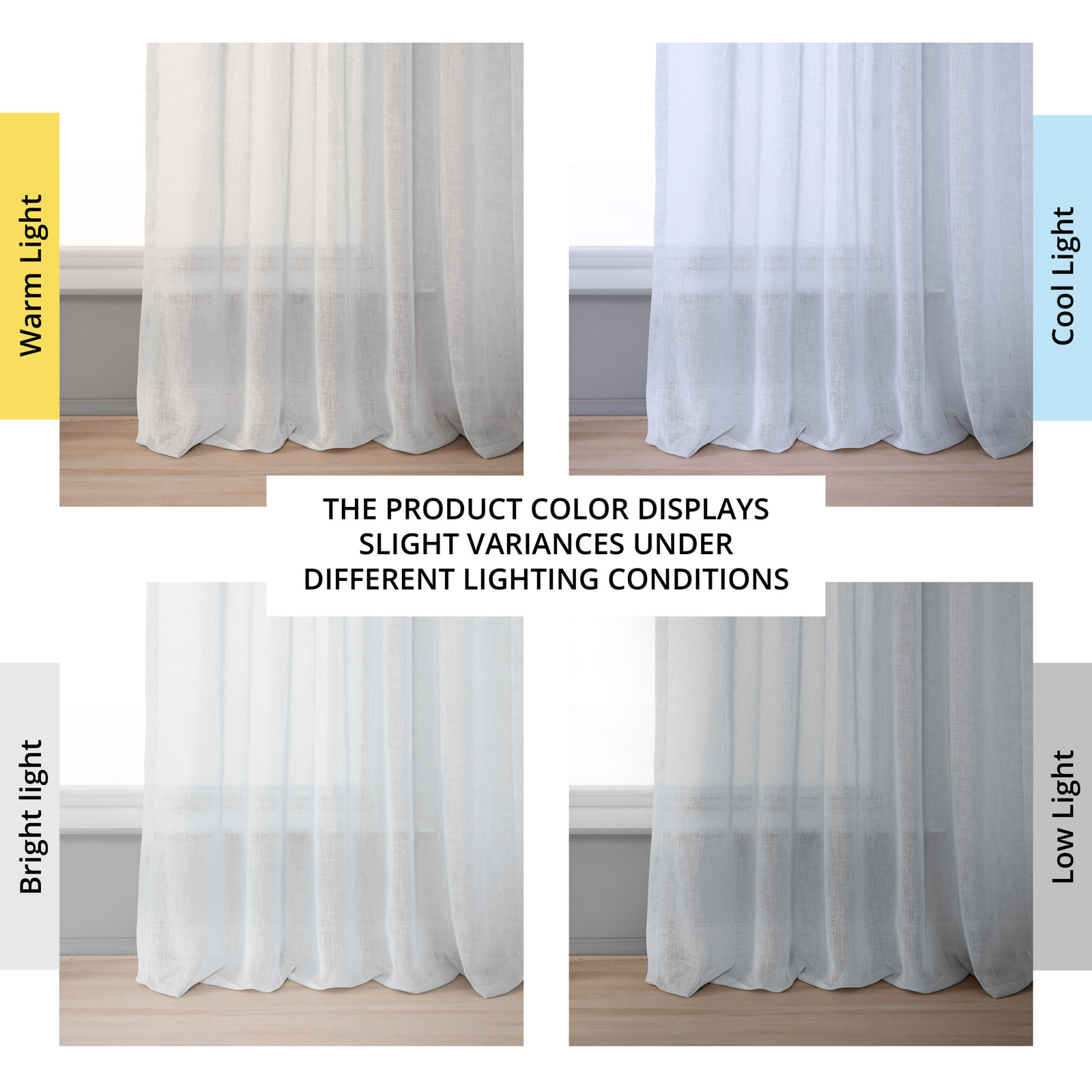Larsa Sheer Linen Blend Curtain, Aspen White, 50"W x 120"L