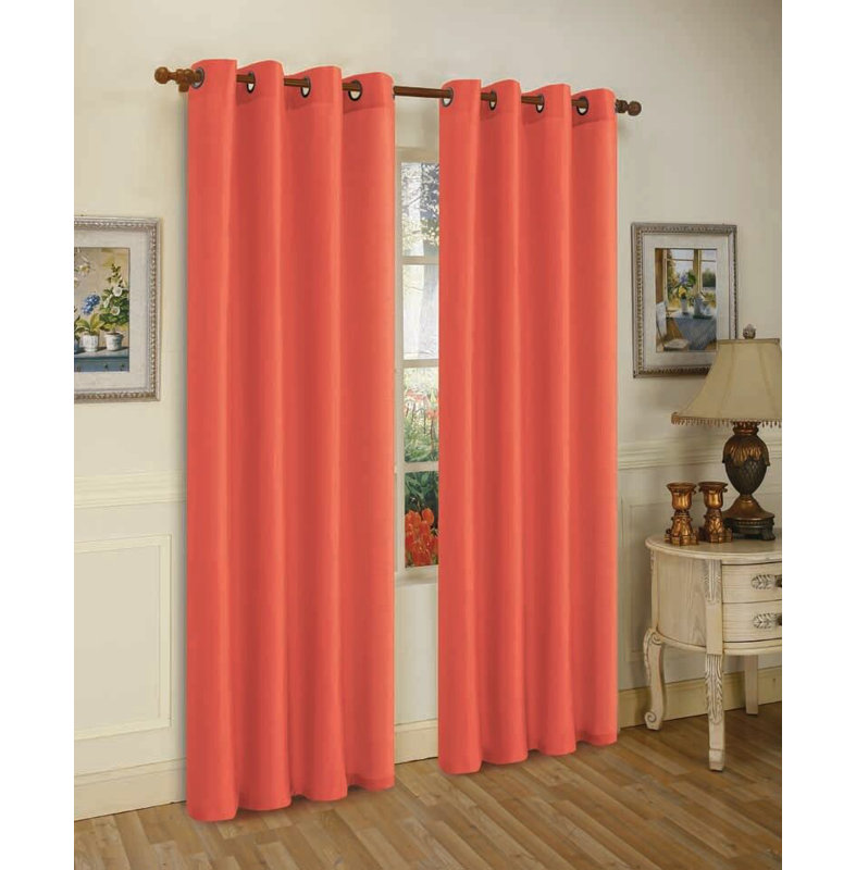 Ensemble de rideaux semi-transparents avec œillets Mira, Orange