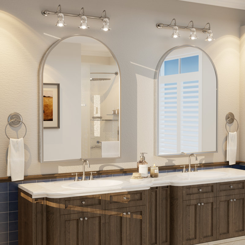 Amara Tempered Glass and Aluminum Alloy Framed French Cleat Mounted Wall Mirror with 5-Year Warranty, 38" x 26"