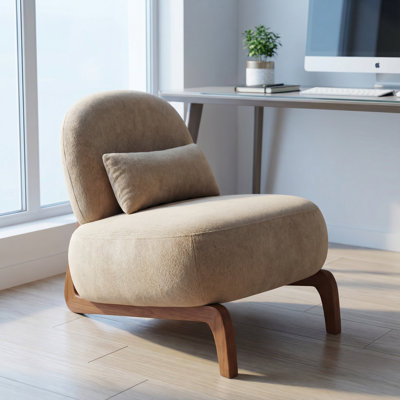 Stylish Armless Accent Chair with Plush Velvet Upholstery and Solid Wood Legs for Modern Living Spaces, Bedrooms, and Reading Nooks