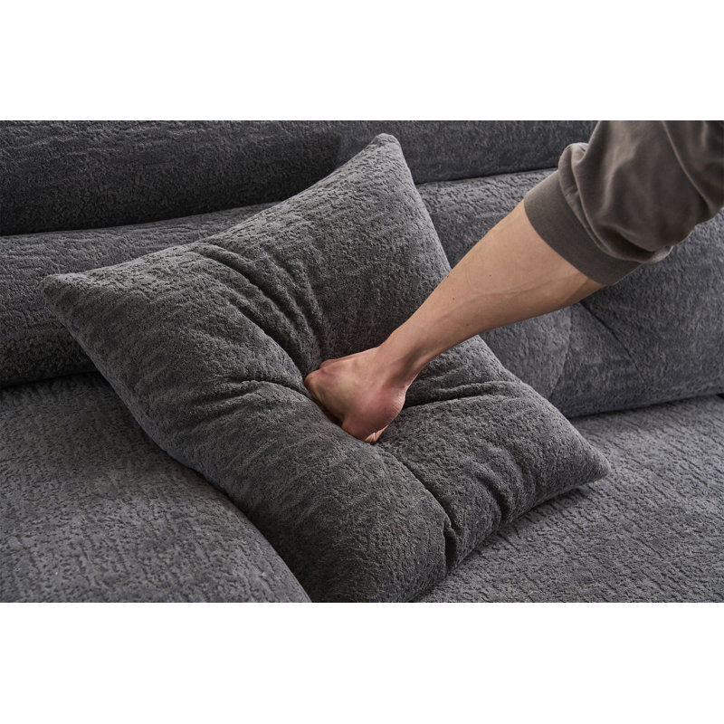 LY-029B GREY COMPRession SOFA: Combinaison de chaise longue avec canapé 3 places