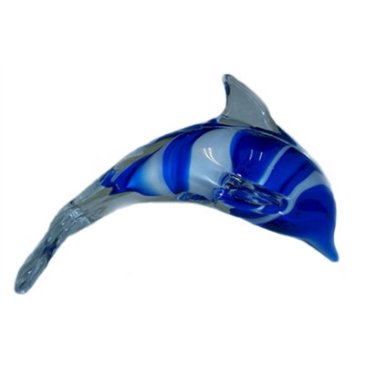 Figurine dauphin en verre rayé Blondene