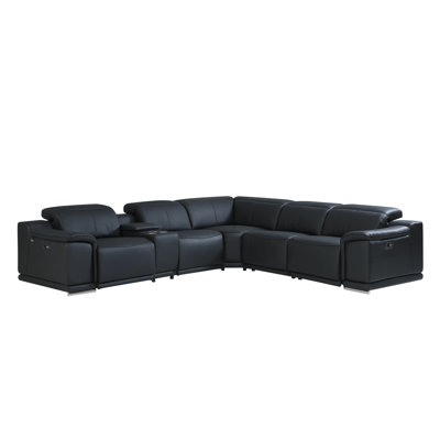 Crasia 123 '' Wide Genuine Top Grain Italian Leather Symmetrical Modular Seating Component