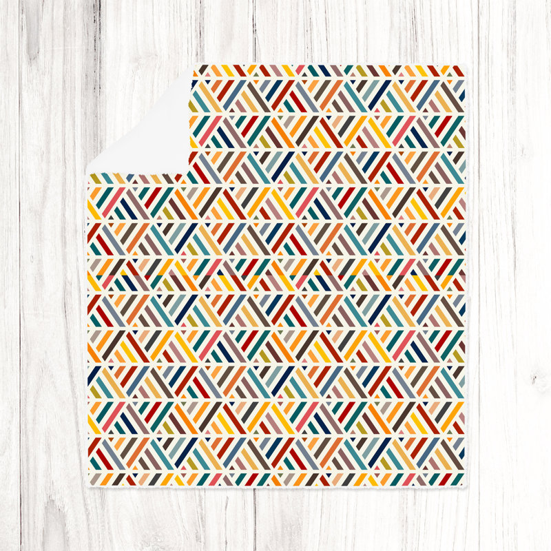 Throw Blanket, 68" W x 80" L, Abstract, Red/Orange/Blue