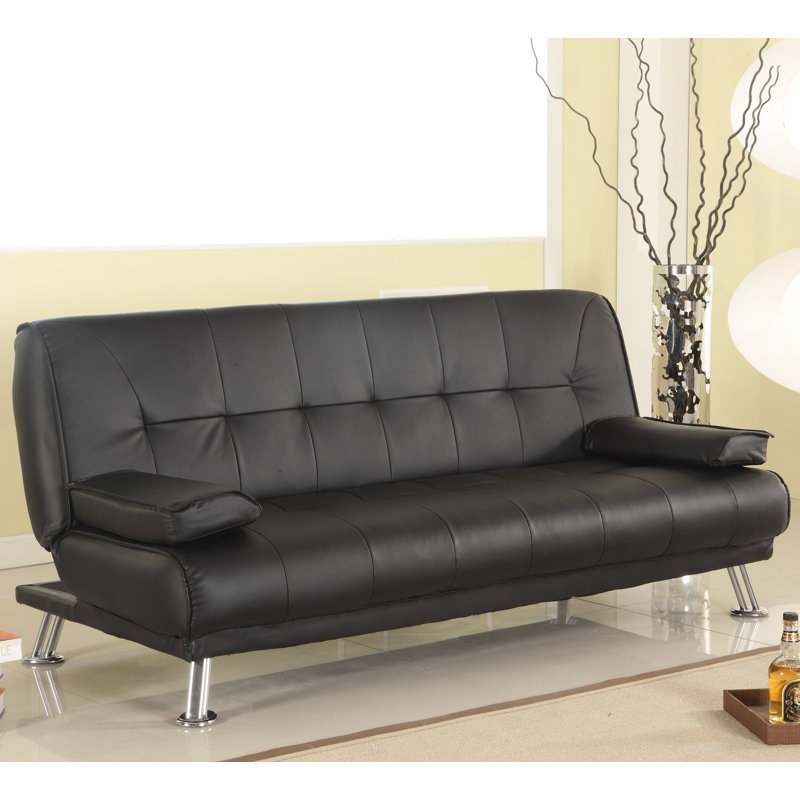 Marylee 3 Seater Faux Leather Sleeper, Black