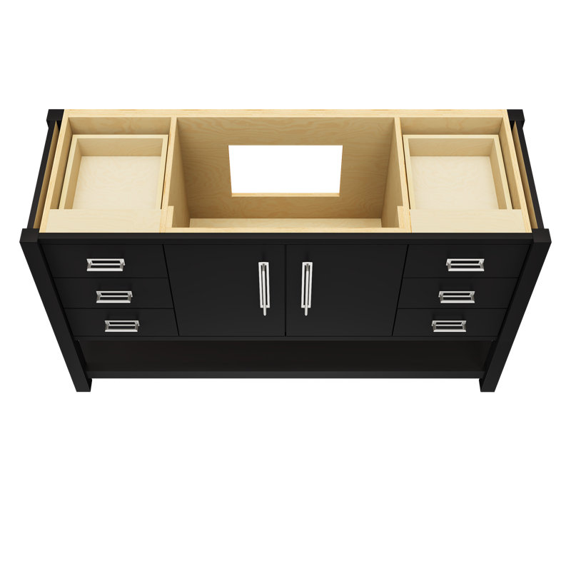 Kiawah Single Extra Wide Bath Vanity, Noir, Polished Chrome, 60"