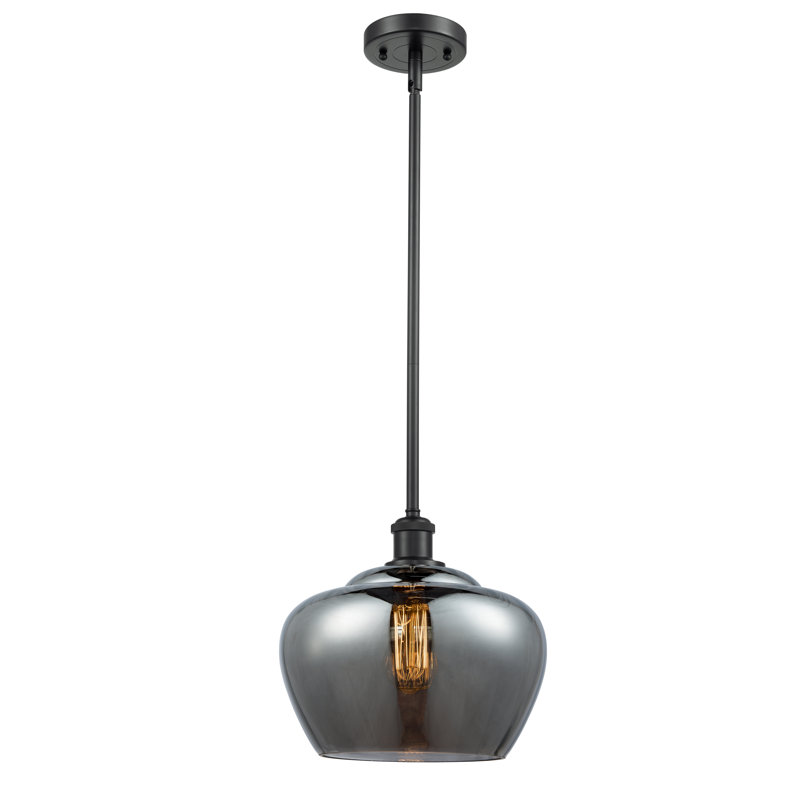 Ballston Fenton 11" - 1 Light 11" Mini Pendant, 6 Watt Vinage LED Bulb, Plated Smoke, Matte Black
