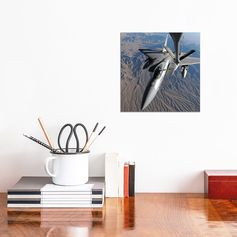 F-15 Eagle Flies Toward The Boom Of A KC-135 Stratotanker by Stocktrek Images - Wrapped Canvas Print, 30.48 cm H x 30.48 cm W