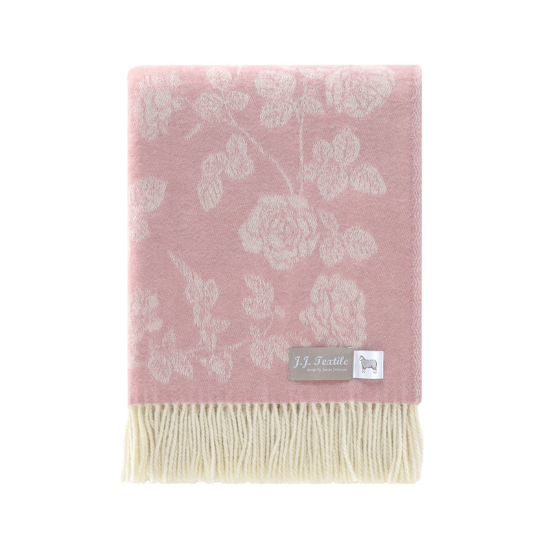 Pink Roses Merino Wool Throw