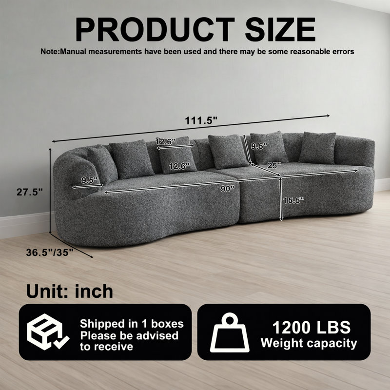 Canapé à compression modulaire Boneless, Gris, Chenille