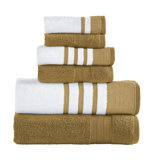 Ensemble 6 pièces de fils Modern, 2 serviettes de bain, 2 serviettes à main, 2 débarbouillettes, blanc à séchage rapide / contraste Reinhart
