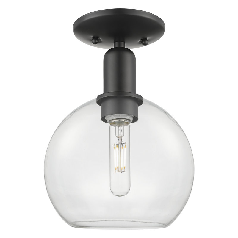 Plafonnier semi-encastré 1 lumière 14 po Arcadia - Chippenham - abat-jour blanc mat, H 11,5 po x l 8 po x P 8 po, Noir mat