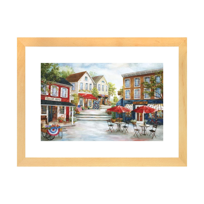 «Home Town Charm» par Nan - imprimé, Encadré naturel, H 24 po x l 32 po x P 1 po