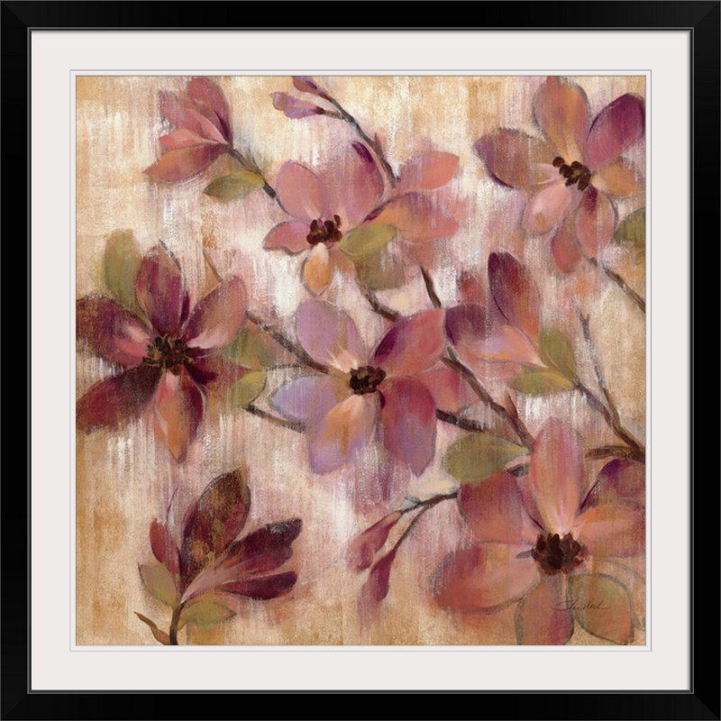 «Magenta Branch I» par Silvia Vassileva, reproduction d'art, H 35 po x l 35 po x 1,5 po, Toile