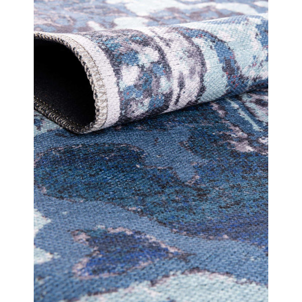 Bungalow Rose Aten Performance Gray/Blue Rug & Reviews | Wayfair