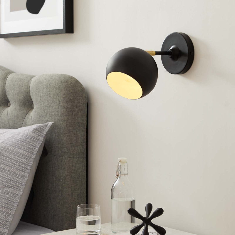 Modway Chalice 4" Swing-Arm Metal Wall Sconce, Black/Brass