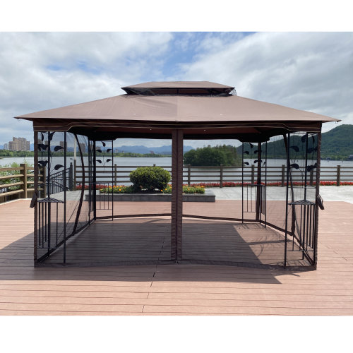 13x10 Outdoor Patio Gazebo Canopy Tent With Ventilated Double Roof And Mosquito net(Detachable Mesh Screen On All Sides),Suitable for Lawn, Garden, Backyard and Deck