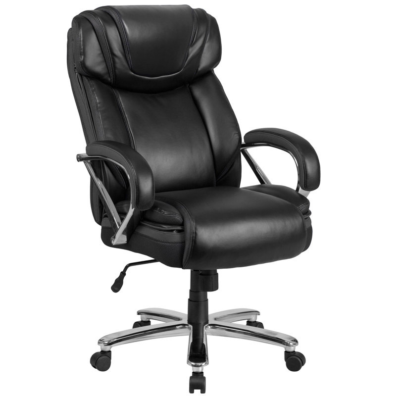 Chaise de bureau ergonomique Molly Big & Tall LeatherSoft avec appui-tête et accoudoirs, Noir