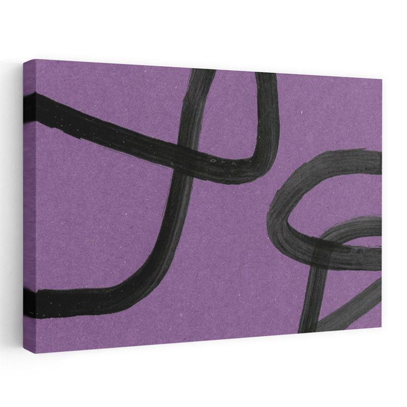 Abstract Purple Curves Abstract Bold Contemporary Violet Wall Art Print 1 Piece Wrapped Canvas Wall Art