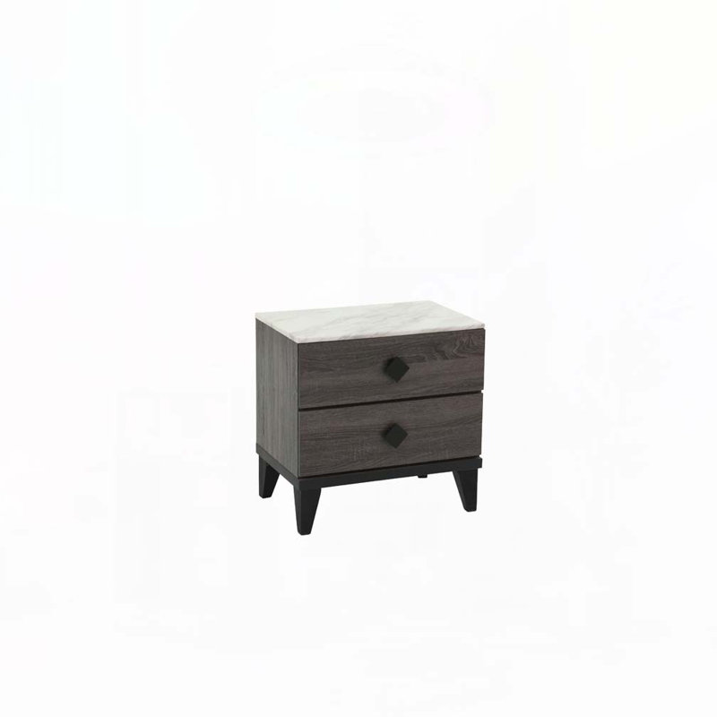 Nightstand with Storage Drawer, Dark Gray