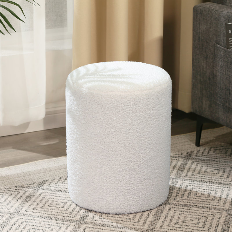 15”H Fabric Upholstered Footrest Ottoman, White