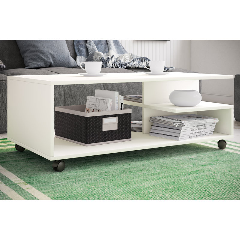 Ailbe Coffee Table with Storage, White