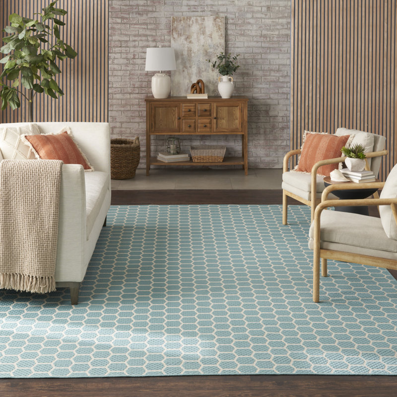 Tapis intérieur / extérieur géométrique réversible Kyee, Rectangle de 10 pi x 14 pi