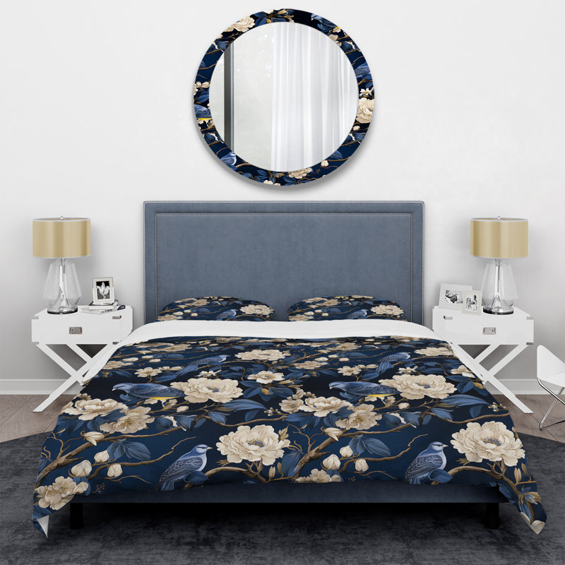 Cobalt Chinoiserie Garden Victorian Pattern - Ensemble de housse de couette à motif floral