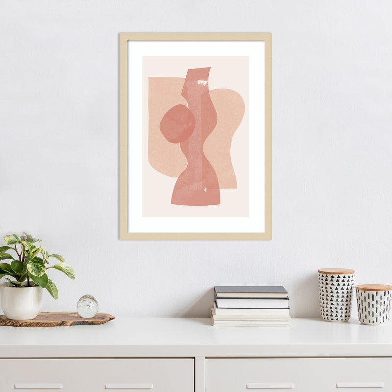 «Camariah Peach Paper Cut Composition No 1» par The MIUUS STUDI, impression sur bois encadrée, H 25 po x l 19 po