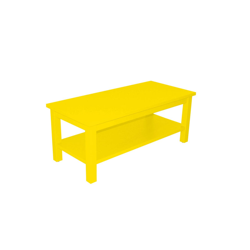 Versaloft Solid Wood Amish Coffee Table with Shelf in Canary Yellow Paint - Living Room Conversation Table Made in the USA
