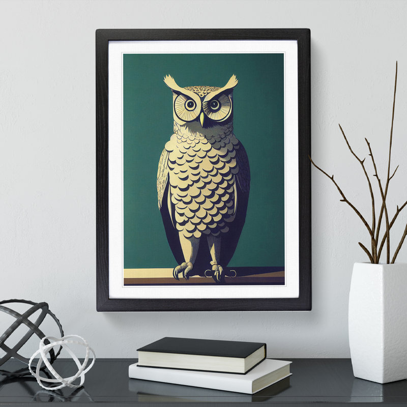 An Exciting Owl - Wall Art, 34cm H x 25cm W, Black Framed