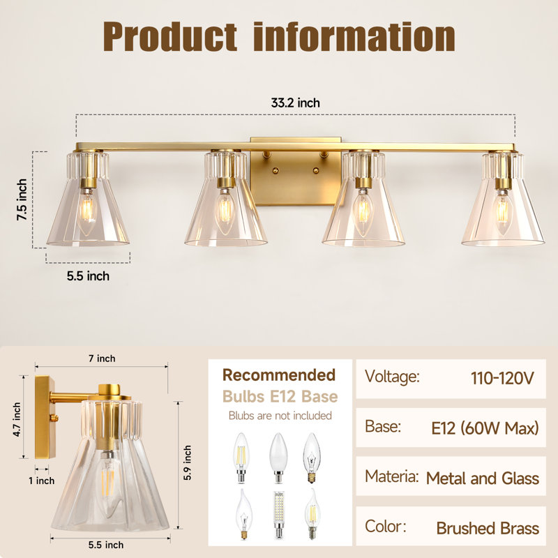 33.2-inch 4-light Wall Sconces Armed Sconce Antique Bronze, Antique Bronze