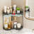 2 Tier Corner Bathroom Countertop Organizer with Hooks (Black)-1721220932