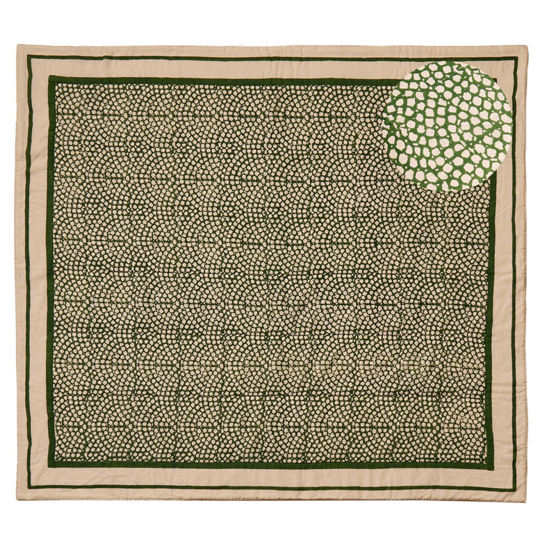 Ludington Cotton Blend Abstract Bedspread, Fern Green