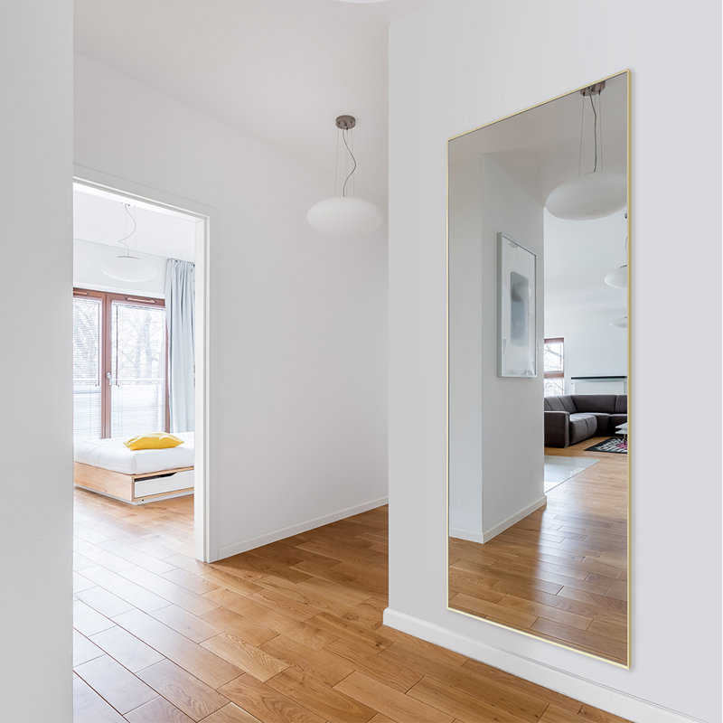 Geovonni Metal Flat Wall Mirror, Gold, 175cm H  x 80cm W