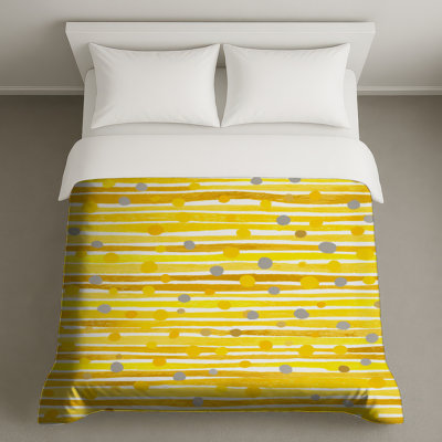 Housse de couette moderne à rayures jaunes