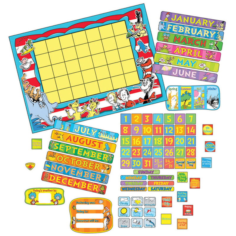 Eureka Dr. Seuss Calendar Bulletin Board Set