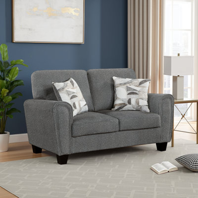 62.5" Modern & Contemporary Chenille Loveseat with Reversible Back Cushions & Included Décor Pillows