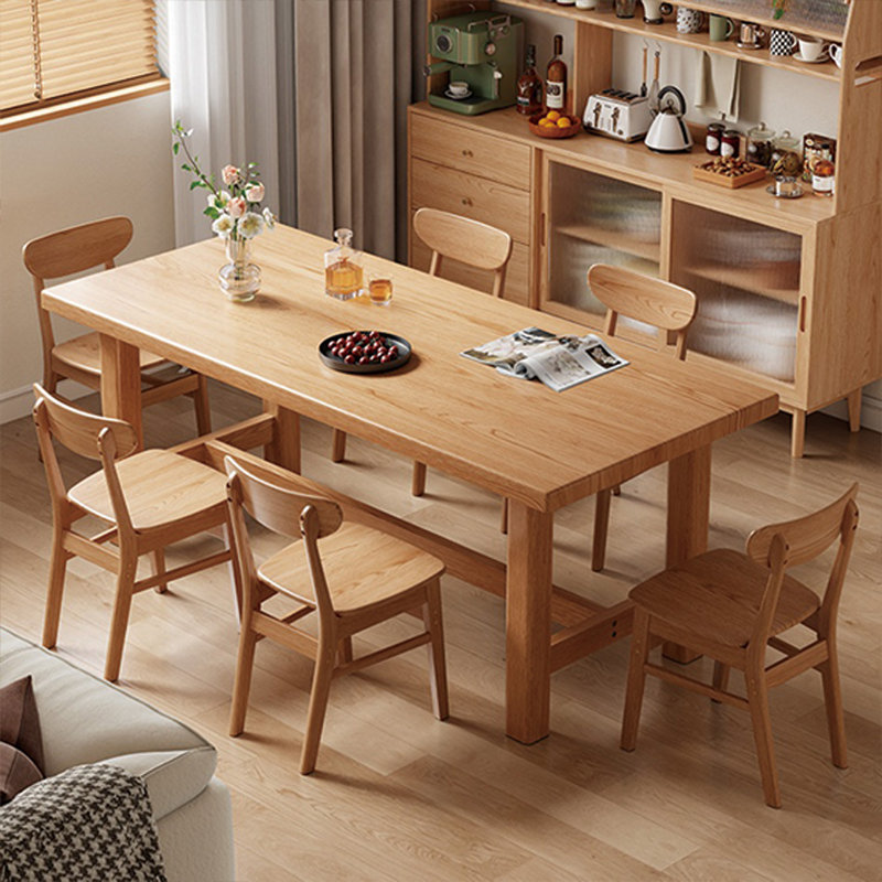 Solid wood solid large dining table, Burlywood, 29.52"H x 78.74"L x 35.43"W