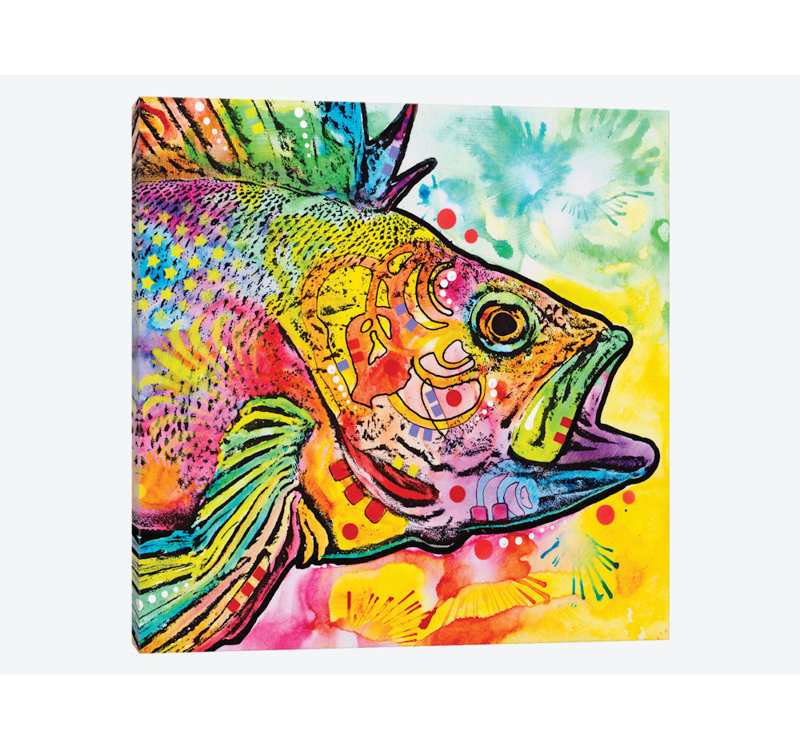 « fish », impression sur toile, H 12 po x l 12 po x P 0,75 po, Pas de tapis, Toile tendue