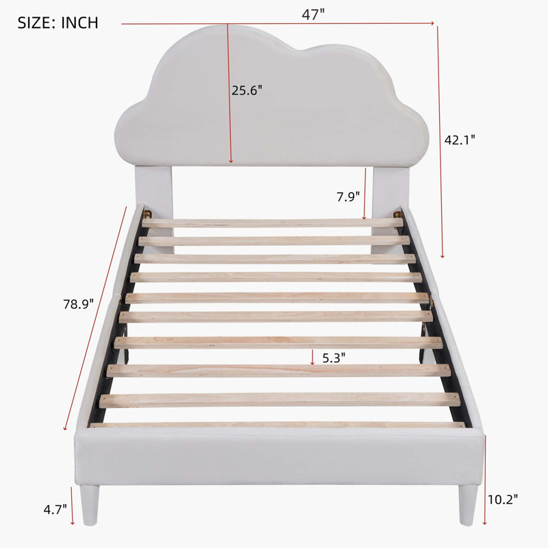 Twin 42.1'' Platform Bed, White