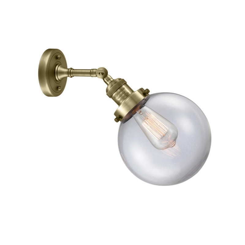 Clementina Dimmable Bath Sconce, Antique Brass, Clear, Bulb Not Included