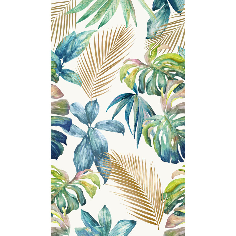 Orom II Collection Tropical Palm Leaf 62.5-inches wide x 9.18-feet high 3-panel Wall Mural