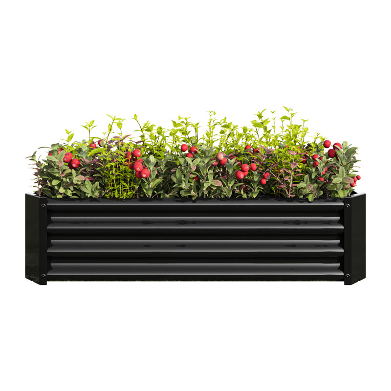421Ft Black Metal Raised Planter For Plants, Stable Structure, - Rust Coating Rectangle Plants And Flowers, Black, & Long Lasting