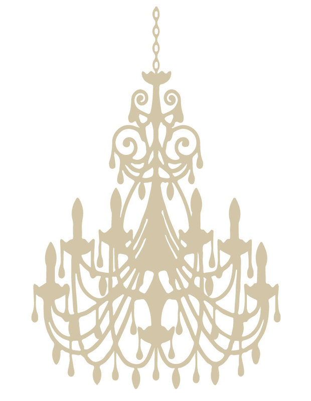 Décalcomanie murale lustre ornée, H 24 po x l 16 po x P 0,01 po, Beige