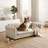 Oversized Dog Sofa Bed With Tufted Backrest & Nailhead Trim, Linen Fabric Pet Sofa Couch With Armrests & Backrest, Elevated Rectangular Dog Bed For Large & Medium Dogs-1679096911