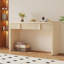 Console moderne avec 2 tiroirs de rangement, table d'entrée cannelée à silhouette arrondie pour le couloir du salon et du vestibule (crème abricot)-496633293