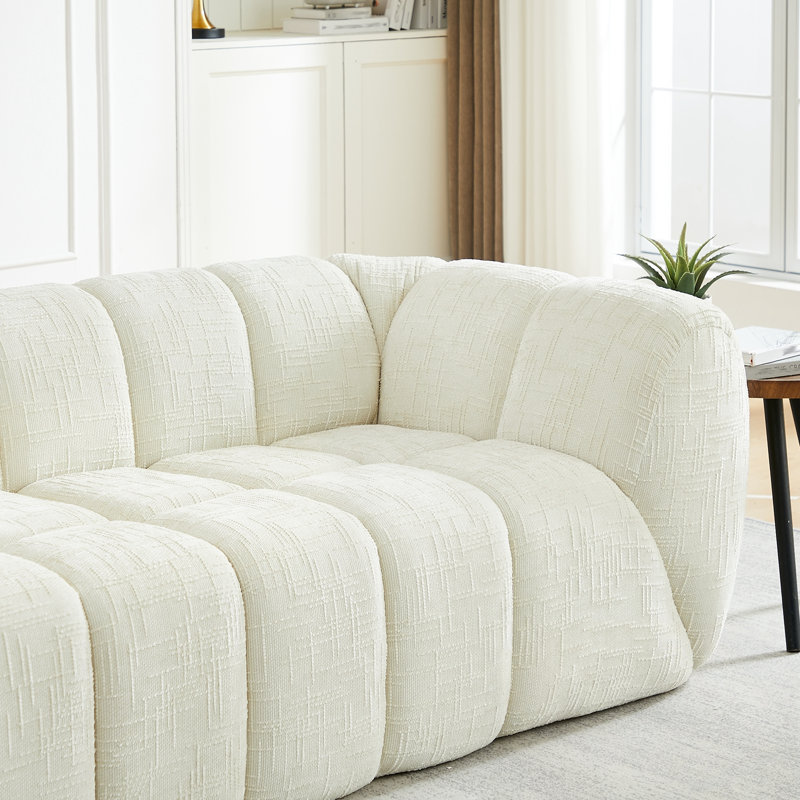 Canapé en chenille avec coussin moelleux, Beige
